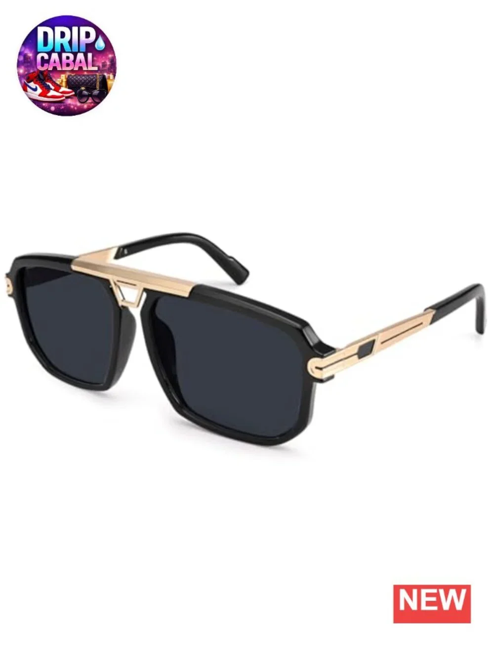 Oversized Square Sunglasses Retro Metal Frame UV400 Protection Unisex